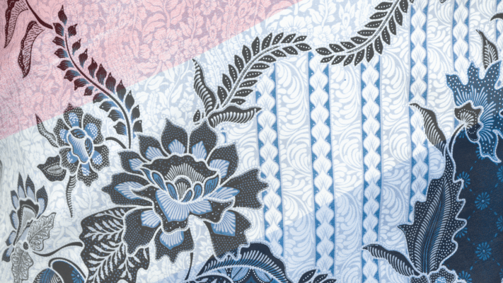 batik design over a Dutch flag background